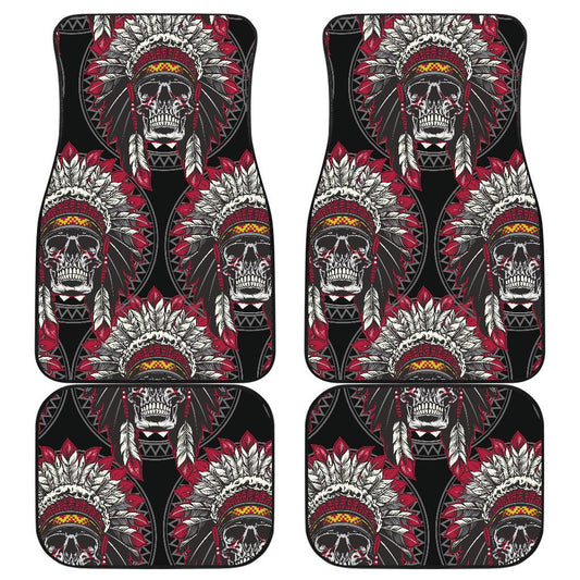 Native Indian Skull Front and Back Car Floor Mats