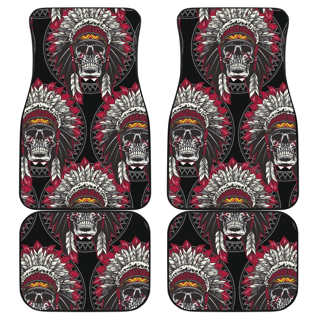 Native Indian Skull Front and Back Car Floor Mats