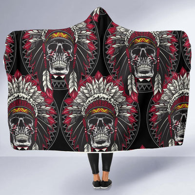 Native Indian Skull Hooded Blanket-JORJUNE.COM