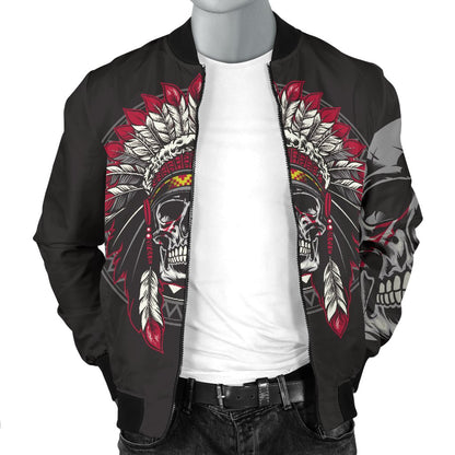 Native Indian Skull Men Casual Bomber Jacket