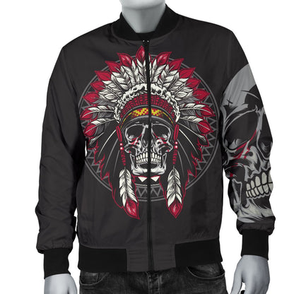 Native Indian Skull Men Casual Bomber Jacket