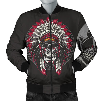 Native Indian Skull Men Casual Bomber Jacket