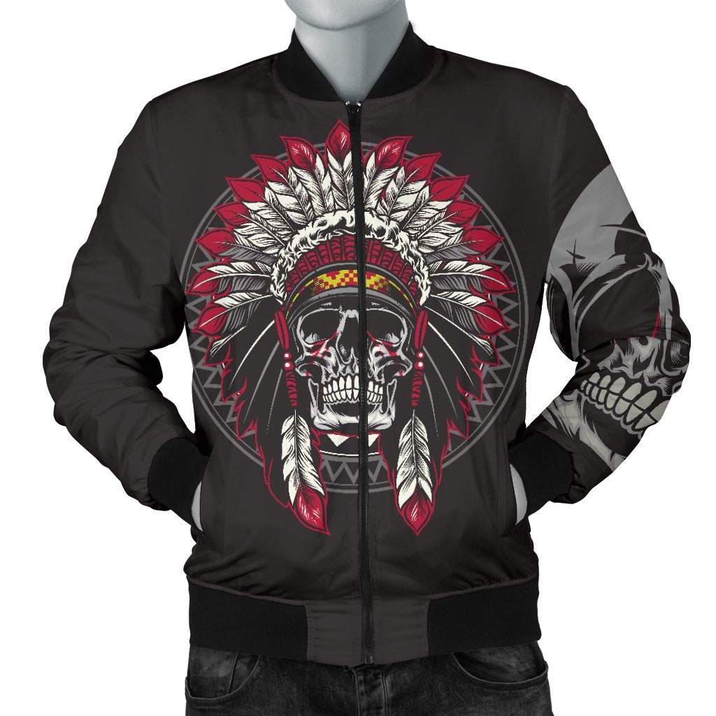 Native Indian Skull Men Casual Bomber Jacket