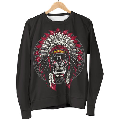 Native Indian Skull Men Crewneck Sweatshirt