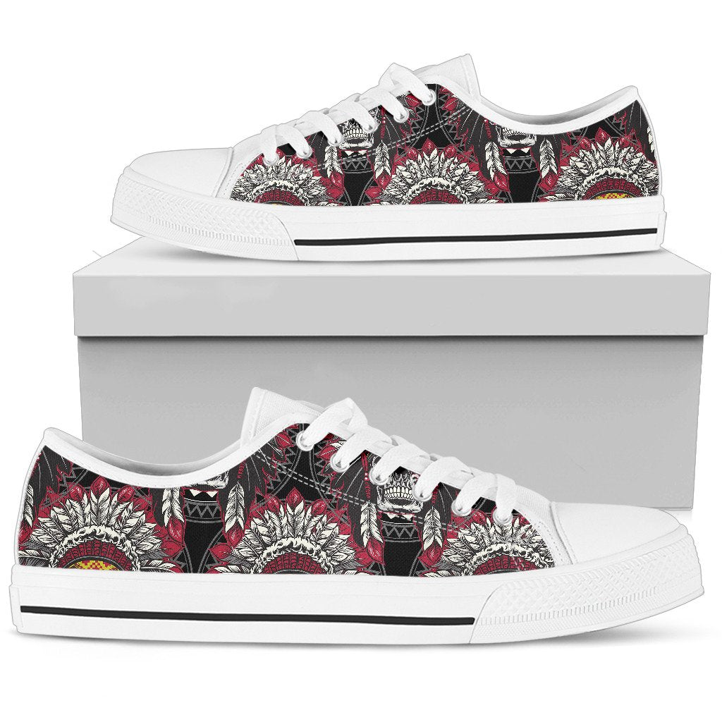 Native Indian Skull Men Low Top Shoes