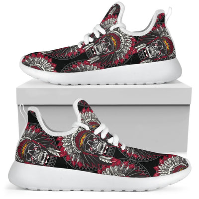 Native Indian Skull Mesh Knit Sneakers Shoes
