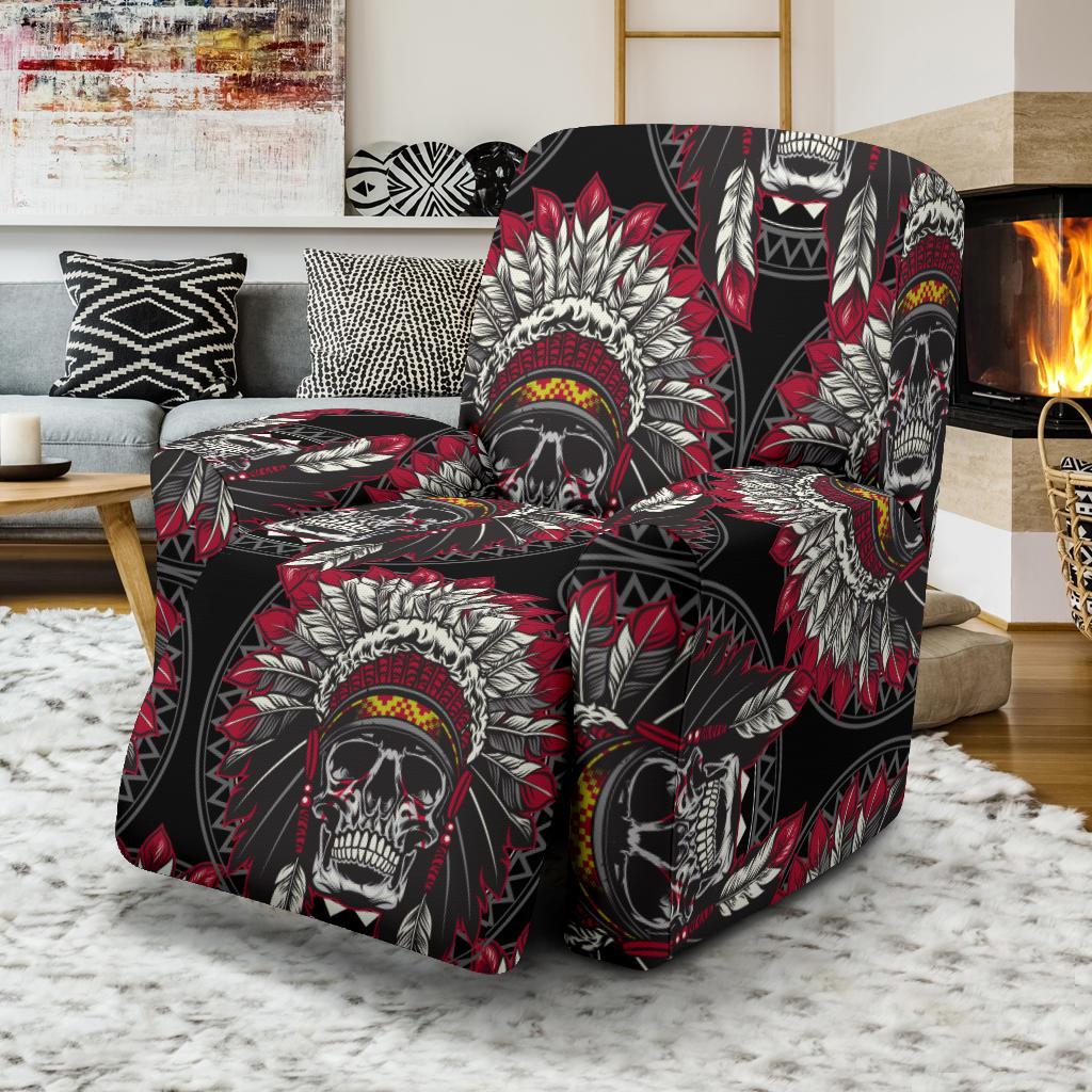 Native Indian Skull Recliner Slipcover-JORJUNE.COM
