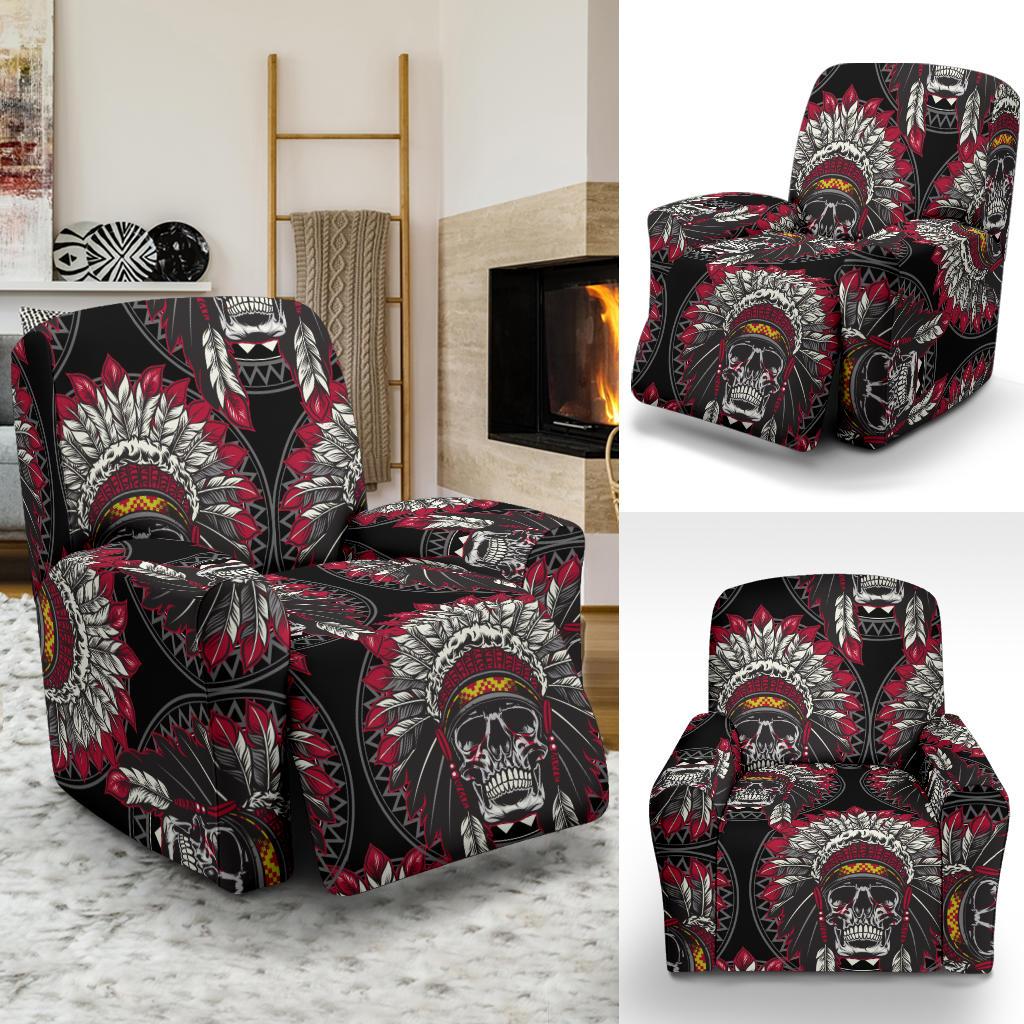 Native Indian Skull Recliner Slipcover-JORJUNE.COM
