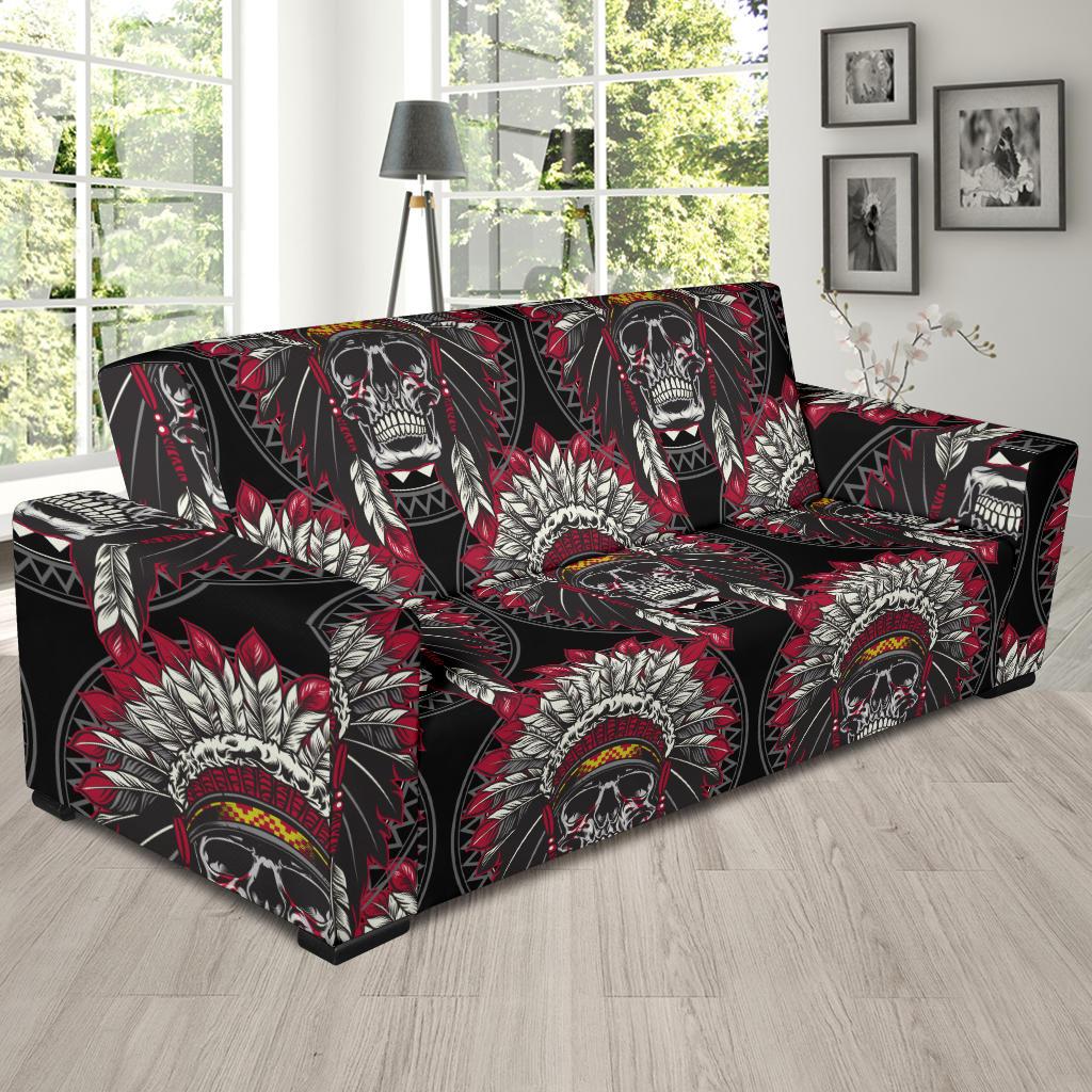 Native Indian Skull Sofa Slipcover-JORJUNE.COM