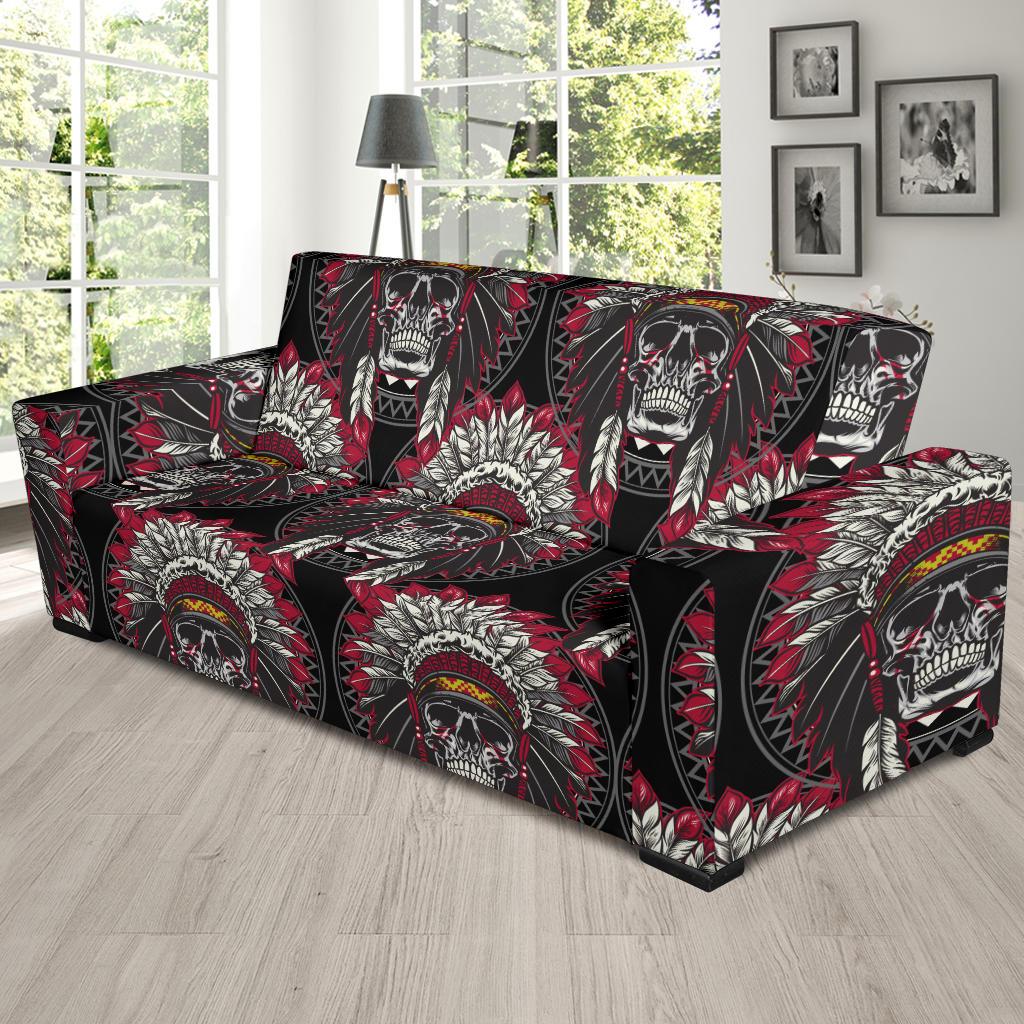 Native Indian Skull Sofa Slipcover-JORJUNE.COM
