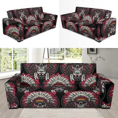 Native Indian Skull Sofa Slipcover-JORJUNE.COM