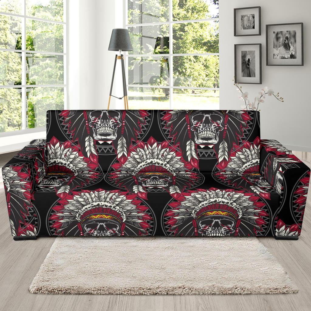 Native Indian Skull Sofa Slipcover-JORJUNE.COM