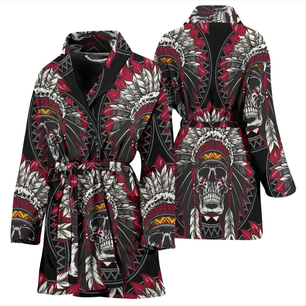 Native Indian Skull Women Bath Robe
