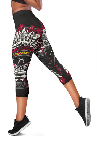 Native Indian Skull Women Capris