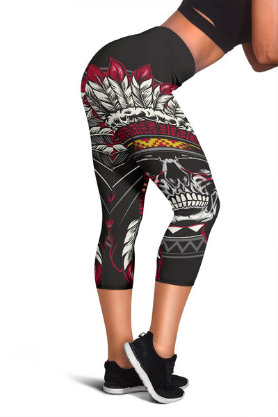 Native Indian Skull Women Capris