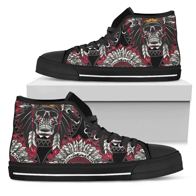 Native Indian Skull Women High Top Shoes