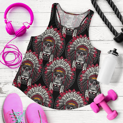 Native Indian Skull Women Racerback Tank Top