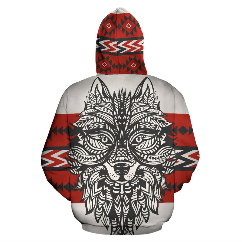 Native Indian Wolf All Over Print Hoodie