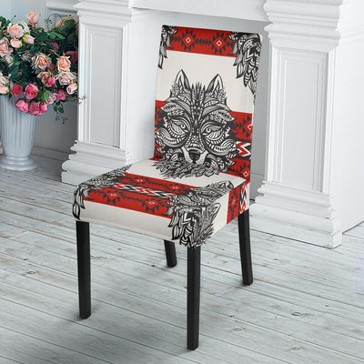 Native Indian Wolf Dining Chair Slipcover-JORJUNE.COM