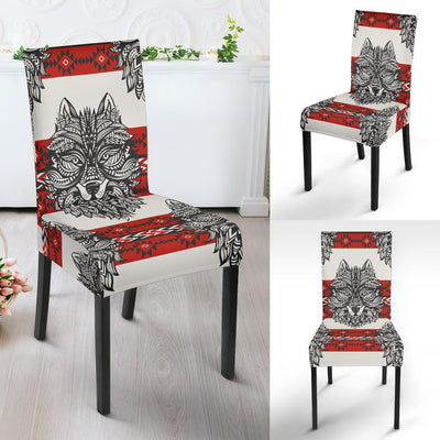 Native Indian Wolf Dining Chair Slipcover-JORJUNE.COM