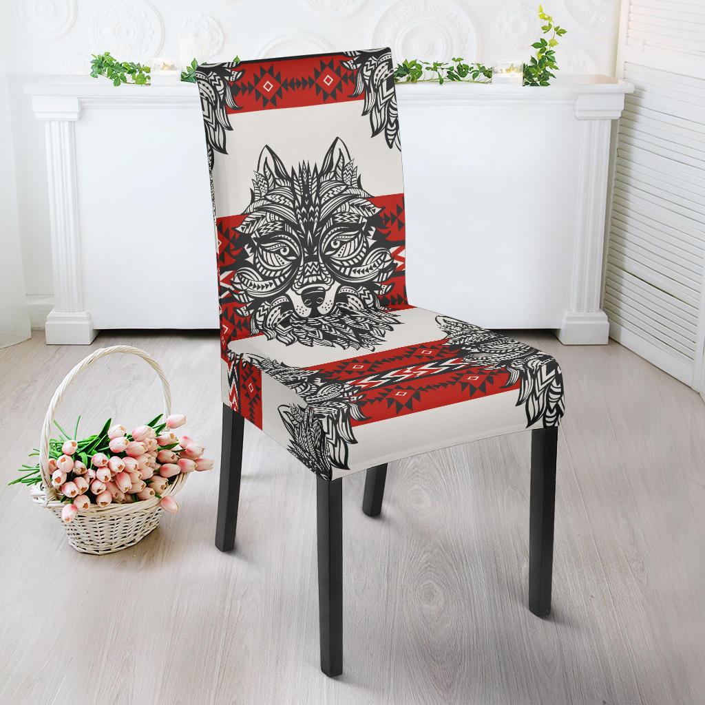 Native Indian Wolf Dining Chair Slipcover-JORJUNE.COM