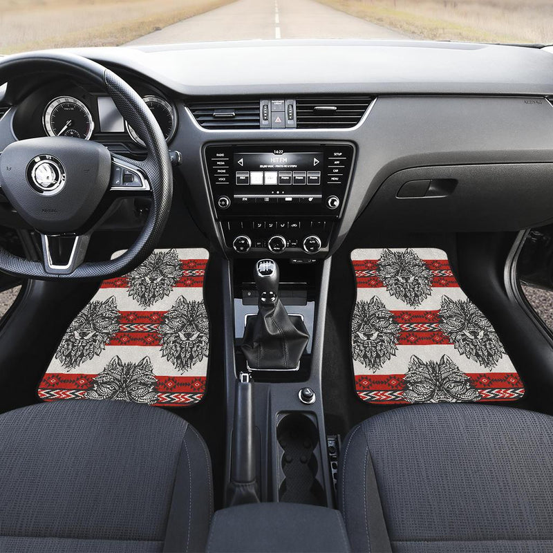 Native Indian Wolf Front and Back Car Floor Mats