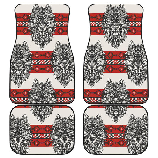 Native Indian Wolf Front and Back Car Floor Mats
