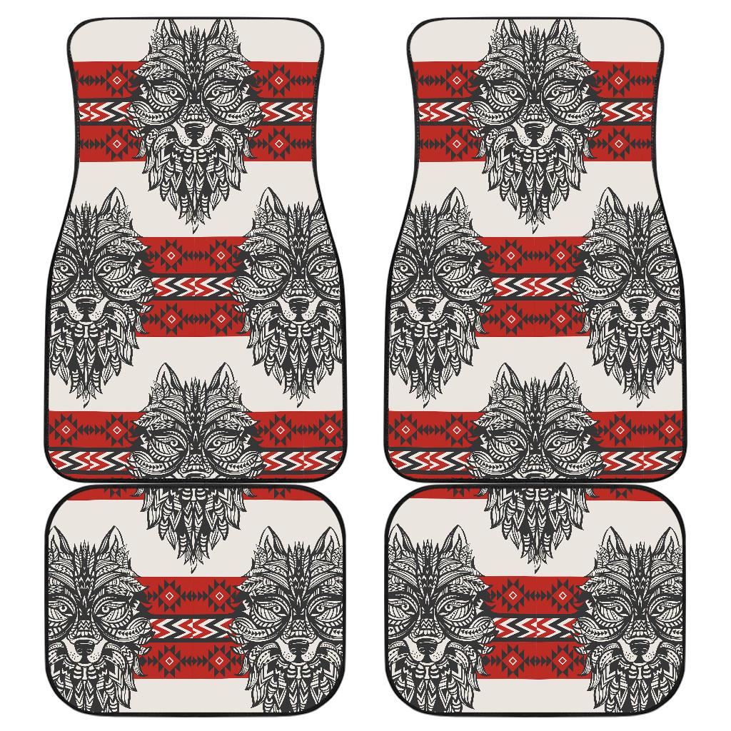 Native Indian Wolf Front and Back Car Floor Mats