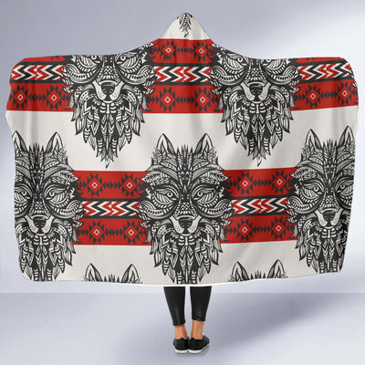 Native Indian Wolf Hooded Blanket-JORJUNE.COM