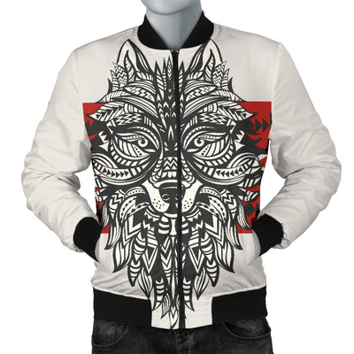 Native Indian Wolf Men Casual Bomber Jacket