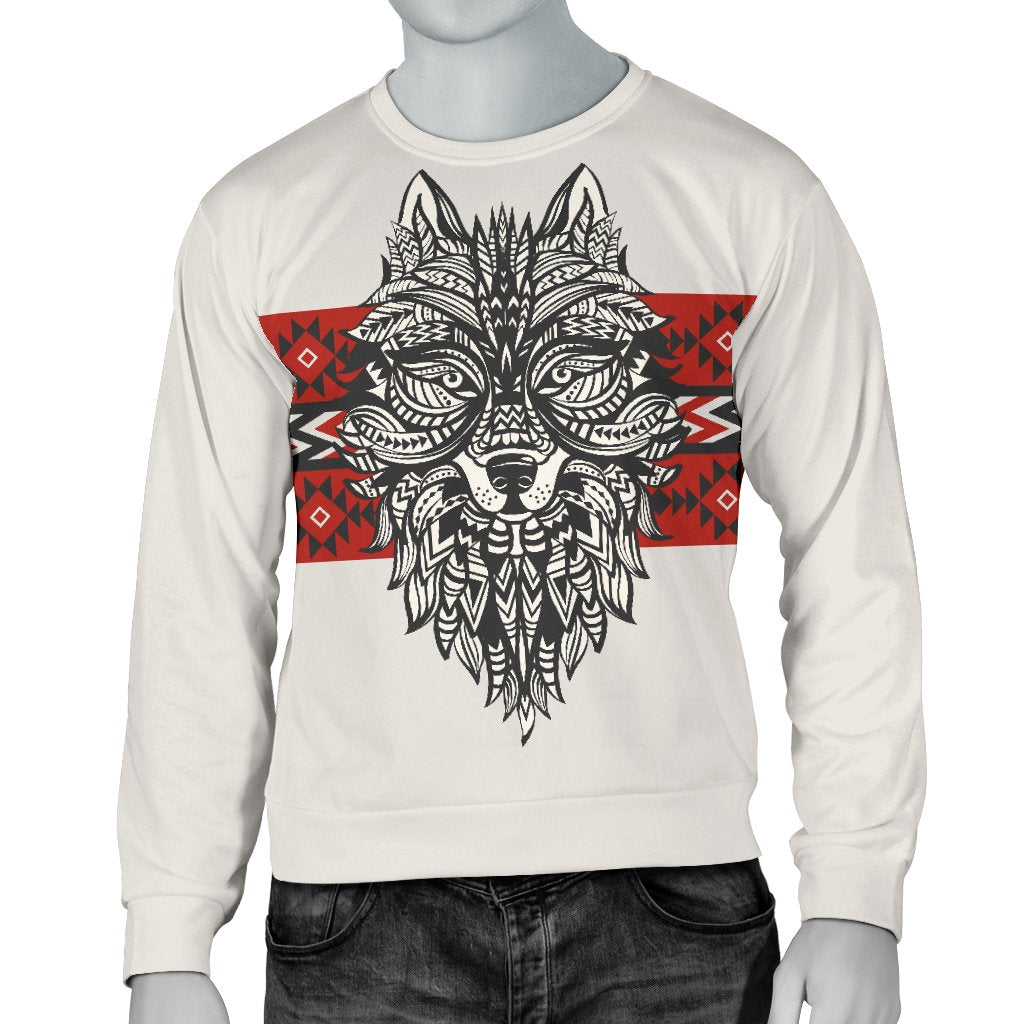 Native Indian Wolf Men Crewneck Sweatshirt