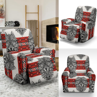 Native Indian Wolf Recliner Slipcover-JORJUNE.COM