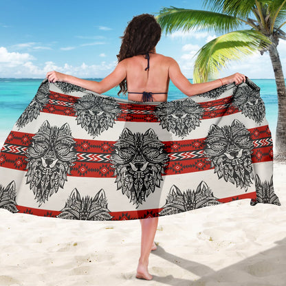 Native Indian Wolf Sarong Pareo Wrap