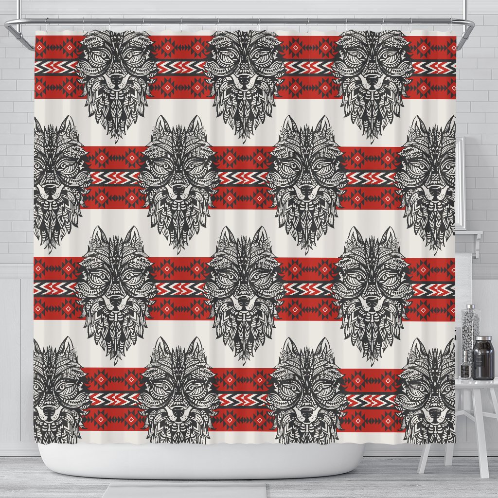 Native Indian Wolf Shower Curtain
