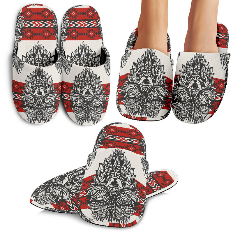 Native Indian Wolf Slippers