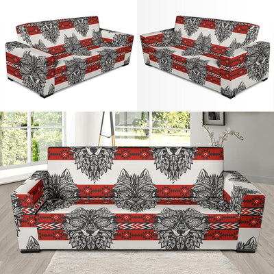 Native Indian Wolf Sofa Slipcover-JORJUNE.COM