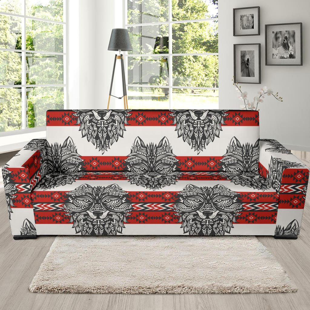 Native Indian Wolf Sofa Slipcover-JORJUNE.COM