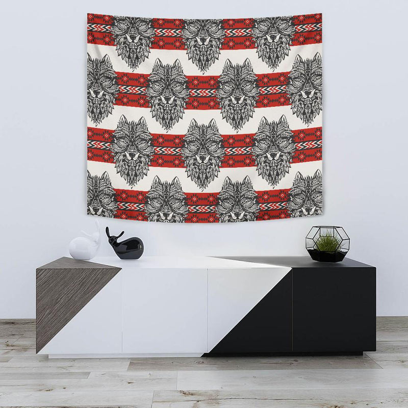 Native Indian Wolf Tapestry