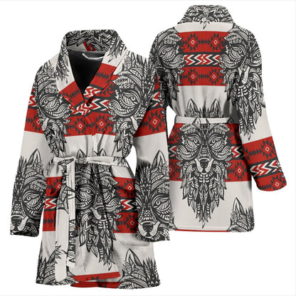 Native Indian Wolf Women Bath Robe