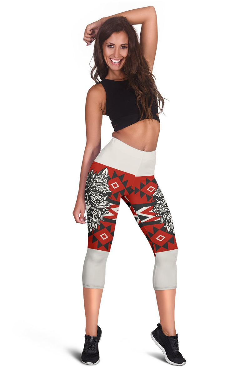 Native Indian Wolf Women Capris