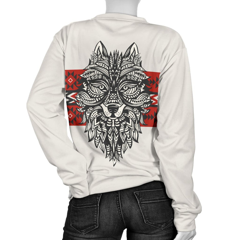 Native Indian Wolf Women Crewneck Sweatshirt