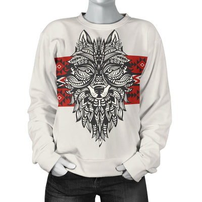 Native Indian Wolf Women Crewneck Sweatshirt