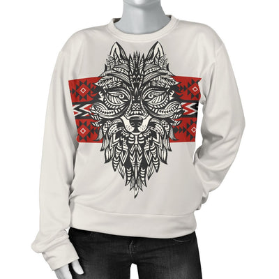 Native Indian Wolf Women Crewneck Sweatshirt