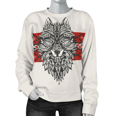 Native Indian Wolf Women Crewneck Sweatshirt