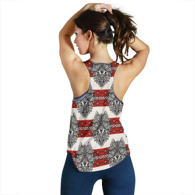 Native Indian Wolf Women Racerback Tank Top