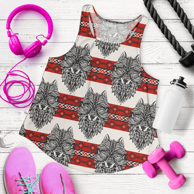 Native Indian Wolf Women Racerback Tank Top