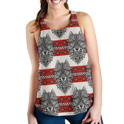 Native Indian Wolf Women Racerback Tank Top