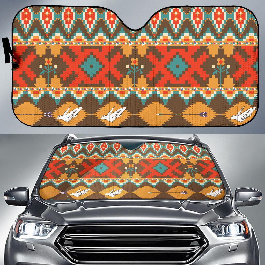 Native Pattern Print Design A01 Car Sun Shades-JORJUNE.COM