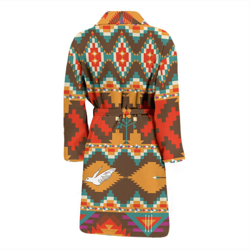 Native Pattern Print Design A01 Men Bathrobe-JORJUNE.COM