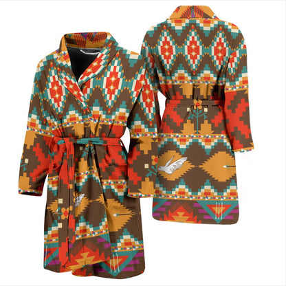 Native Pattern Print Design A01 Men Bathrobe-JORJUNE.COM